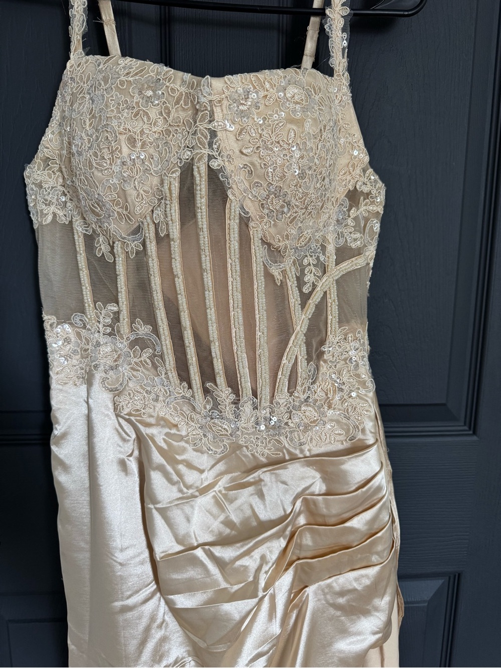 Champagne Mermaid Gown with Corset Lace Bodice - Size 10 NWOT - Picture 3 of 8